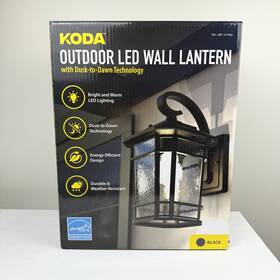 1577492 Koda Outdoor Wall Lantern Lamp Light Dusk To Dawn Technology Black Open Box