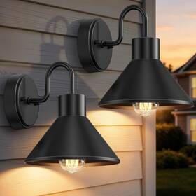 Lamomo 0497-wd-2p-bus Outdoor Barn Light 2-pack Gooseneck Wall Sconces Exteri