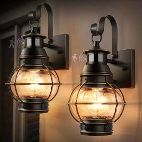 B06050pg-2pgus-uk Lamomo Outdoor Wall Sconce2 Pack Black Dusk To Dawn Motion Sensor Light Fixtu