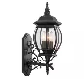 06ftl0241bbk Lamqee Outdoor 3-light Black Aluminum Wall Sconce With Clear Glass Shade