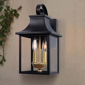 06ftl0258abk Lamqee 2-light Matte Black Outdoor Glass Wall Light Fixture With Dusk To Dawn