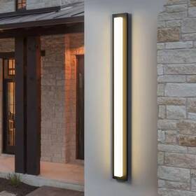 Lamqee 744759651372 47.2 Inch Black Aluminum Rectangular Linear Led Outdoor Wall Light With Acrylic S