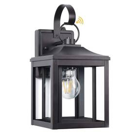 Hd06ftl0253abk Lamqee 1-light Black Outdoor Glass Hardwired Wall Lantern Sconce Withblack Dusk