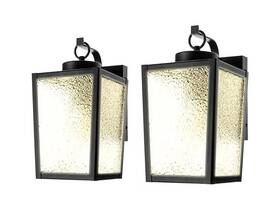 Landia Home 889526422998 2pk Outdoor Wall Lantern Black Porch Mount