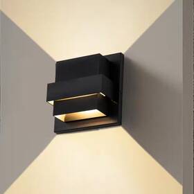 Laplusbelle 726084958074 2-light Matte Black Aluminum Led Wall Lantern Sconce