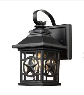 1001-193-064 Laredo Outdoor Wall Lantern Black Finish Seeded Glass Star E26 60w Wet Hardwired