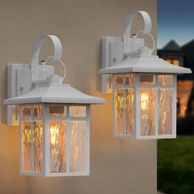 Xg7003o-w1wh Lawyettle 2 Pack Outdoor Dusk To Dawn Wall Lights Light Fixtures Mount Wi