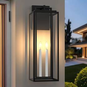 Xg7066o-2bk Lawyettle Large Outdoor Wall Lights 26in Modern Exterior Lighting Fixtures With White