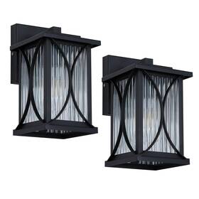 Ga2411c01-2p Letry 2 Pack Outdoor Wall Light Waterproof With Metal Frame And Clear Ribbed Glass E26