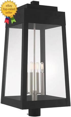 Lighting 313098375364 20862-04 Oslo Four Light Outdoor Post Top Lantern Black Finish