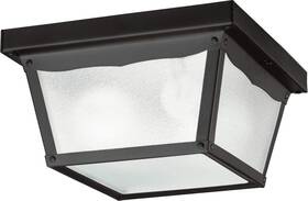 Lighting 313111253235 9.25 Inch 2 Light Outdoor Flush Mount With Clear Textured Glass In Black