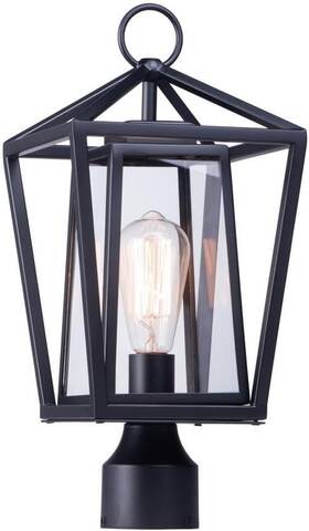 3171clbk Lighting Transitional Black Outdoor Post Light With Clear Glass Shade - Dimmable