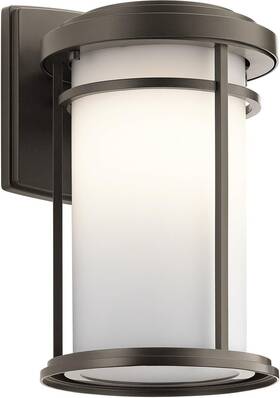 Lighting 445035167114 Toman 13.5 Inch 1 Light Outdoor Wall With Satin Etched Glass In Olde Bronze