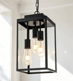 Lighting 445039046095 16ftft Outdoor Pendant Lantern 3-light Matte Black Exterior Hanging Light Fixture