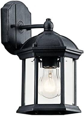49183bk Lighting Barrie 10.25 Inch 1 Light Outdoor Wall With Clear Beveled Glass In Black