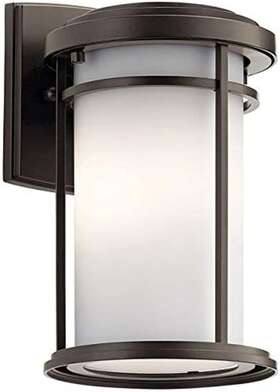 49686ozl18 Lighting Toman 10.25 Inch Led Outdoor Wall Light With Satin Etched Glass In Olde Bronze
