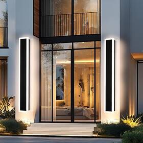 Ip65 Lighting 705353406058 2 Pack 40in Outdoor Wall Light Led Long Sconce Waterproof Black Modern