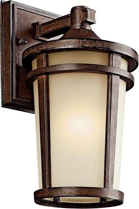 1-lig Lighting 711181489514 Atwood 11 Inch Outdoor Wall Light With Umber Mist Glass And Brown Stone