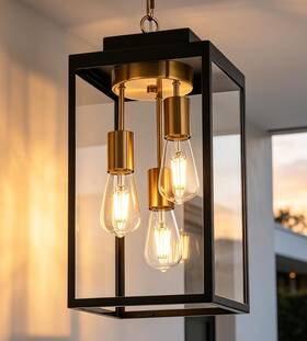Lighting 744759842053 16ftft Exterior Hanging Light Fixture 3-light Black And Brass Outdoor Pendant Lan Lighting 744759842053 16ftft Exterior Hanging Light Fixture 3-light Black And Brass Outdoor Pendant Lan