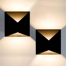 La2401-2w Lighting 2-pack Modern Outdoor Wall Lights Black Led Exterior Light Fixtures Dimma
