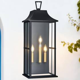 Ligotfire 786354123960 Outdoor Wall Lantern 3light 25 Inch Large Outside Sconce Modern Black Ligotfire 786354123960 Outdoor Wall Lantern 3light 25 Inch Large Outside Sconce Modern Black