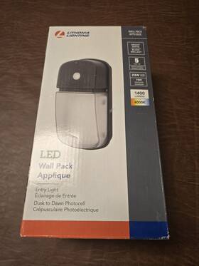 E122720 Lithonia Lighting Led Wall Pack Applique 23w 1400lm 4000k Dusk-to-dawn Photocell
