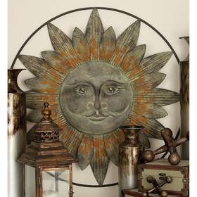 93707 Litton Lane 30 Inch X Metal Brown Indoor Outdoor Sun Wall Decor With Distressed Copper 93707 Litton Lane 30 Inch X Metal Brown Indoor Outdoor Sun Wall Decor With Distressed Copper