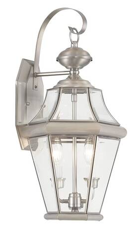2261-91 Livex Lighting Georgetown 2 Light Outdoor Wall Lantern Brushed Nickel
