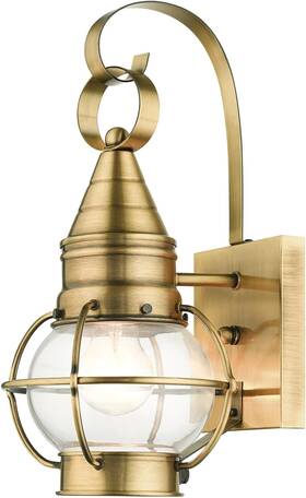 26900-01 Livex Lighting Newburyport 1 Light Wall Lantern Antique Brass