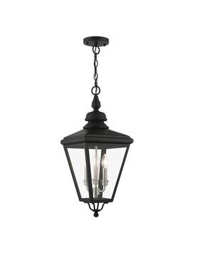 27377-04 Livex Adams 3 Lt Outdoor Pendant Lantern Black/nickel - New