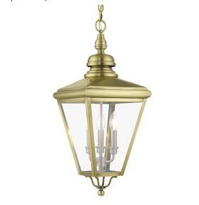 27377-01 Livex 27377-07 Adams 3 Lt Outdoor Large Pendant Lantern Brass/cluster - New