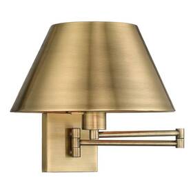 40030-01 Livex Lighting 25 Inch One Light Swing Arm Wall Mount Antique Brass Finish Wi