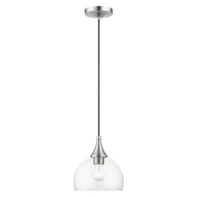 53641-91 Livex Lighting Glendon Glass Pendant Brushed Nickel With Polished