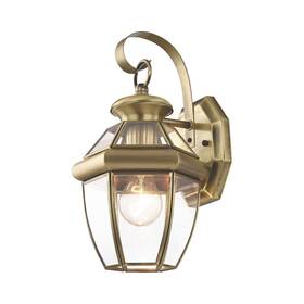 Livex 847284000414 Lighting 2051-01 Monterey 1 Light Outdoor Antique Brass Finish Solid