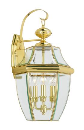 2351-02 Livex 847284000841 Lighting Monterey 3 Light Outdoor Polished Brass 22.5 Inch X12.5