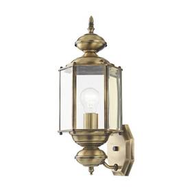 Livex 847284008328 Lighting 2006-01 Outdoor Wall Lantern Clear Beveled Glass Shades Antique B