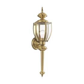 Livex 847284032880 Lighting 2112-01 Basics 1 Light Ab Outdoor Wall Lantern Antique Brass 7 Inch W X