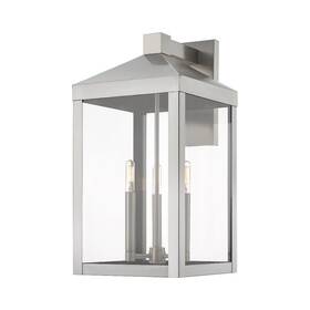 Livex 847284056268 20585-91 Transitional Three Light Outdoor Brushed Nickel Livex 847284056268 20585-91 Transitional Three Light Outdoor Brushed Nickel