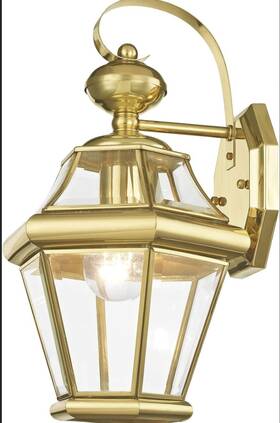 216102 Livex Lighting Outdoor Wall Lantern Clear Beveled Glass Shades Polished Brass