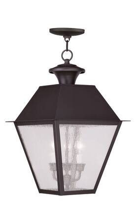 2170-07 Livex Lighting Mansfield 3 Light 12 Inch Bronze Outdoor Pendant Lantern