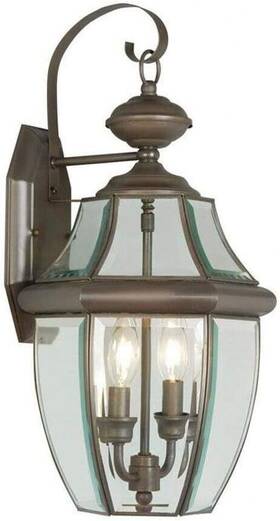 2251-07 Livex Lighting Monterey 2 Light 20 Inch Bronze Outdoor Wall Lantern