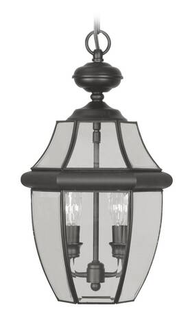 2255-04 Livex Lighting Monterey 2 Light 11 Inch Black Outdoor Pendant Lantern