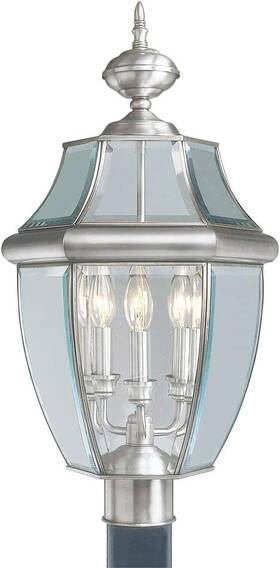 2354-91 Livex Lighting Monterey 3 Light Outdoor Brushed Nickel Post Head - New 2354-91 Livex Lighting Monterey 3 Light Outdoor Brushed Nickel Post Head - New
