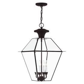 2387-07 Livex Lighting Westover - 4 Light Outdoor Pendant Lantern In Farmhouse