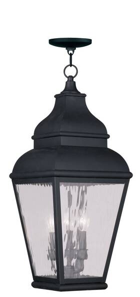 2610-04 Livex Lighting Exeter 3 Light 10 Inch Black Outdoor Pendant Lantern