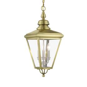 27377-01 Livex Lighting 27377ms 3 Light 11 Inch W Pendant - Antique Brass / Brushed Nickel