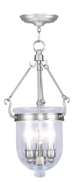5063-91 Livex Lighting Jefferson 3 Light 10 Inch Brushed Nickel Chain Lantern 5063-91 Livex Lighting Jefferson 3 Light 10 Inch Brushed Nickel Chain Lantern