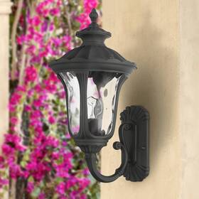 7852-14 Livex Lighting Oxford 19 Inch High Textured Black Upward Lantern Outdoor Wall Light