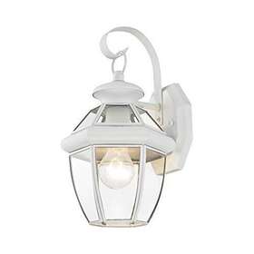 Livex Lighting 847284000438 2051-03 Monterey 1 Light Outdoor White Finish Solid Brass Wall Lantern With C