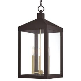 20587 Livex Lighting 847284056336 Bronze Nyack 3-light 11 Inch W Outdoor Taper Candle Pendant